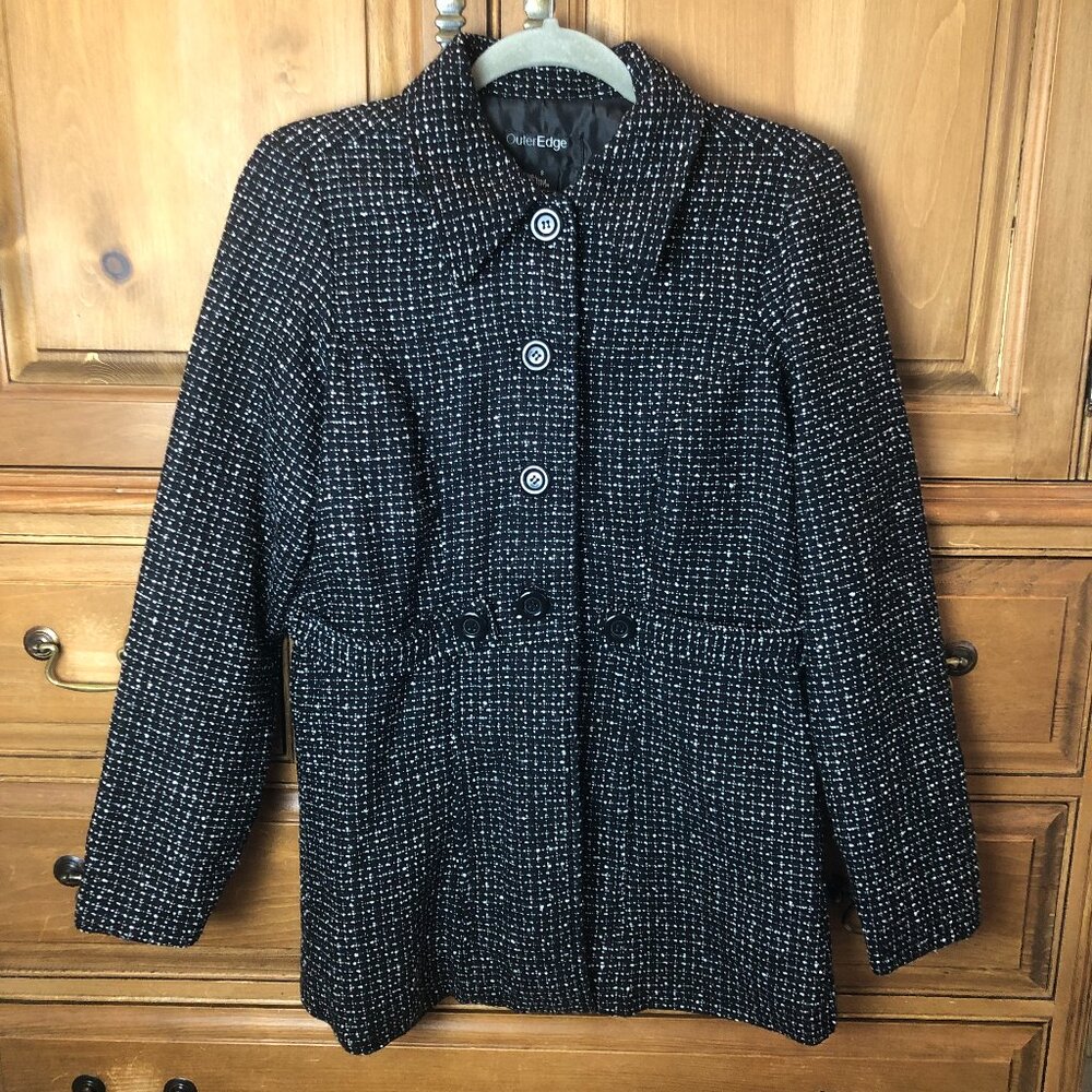 Outer Edge Black and White Pea Coat